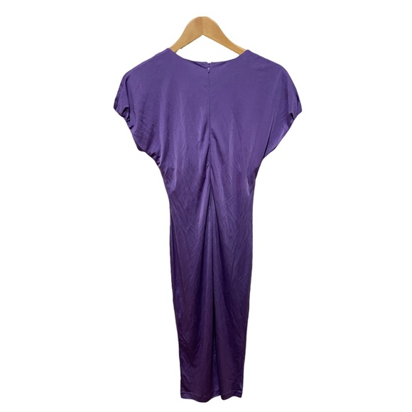 Gorgeous Purple Hugo Boss Ruched MIDI Dress - Picture 2 of 9